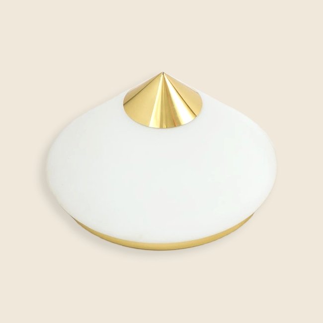 Plafonnier conique en opaline et laiton - Limburg, 1970 - Maison Collectible - Suspension