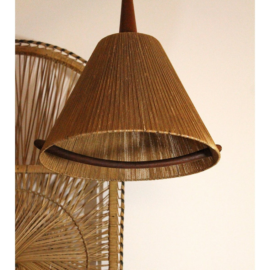 Suspension Scandinave Temde en raphia et teck - Circa 1960 - Maison Collectible -