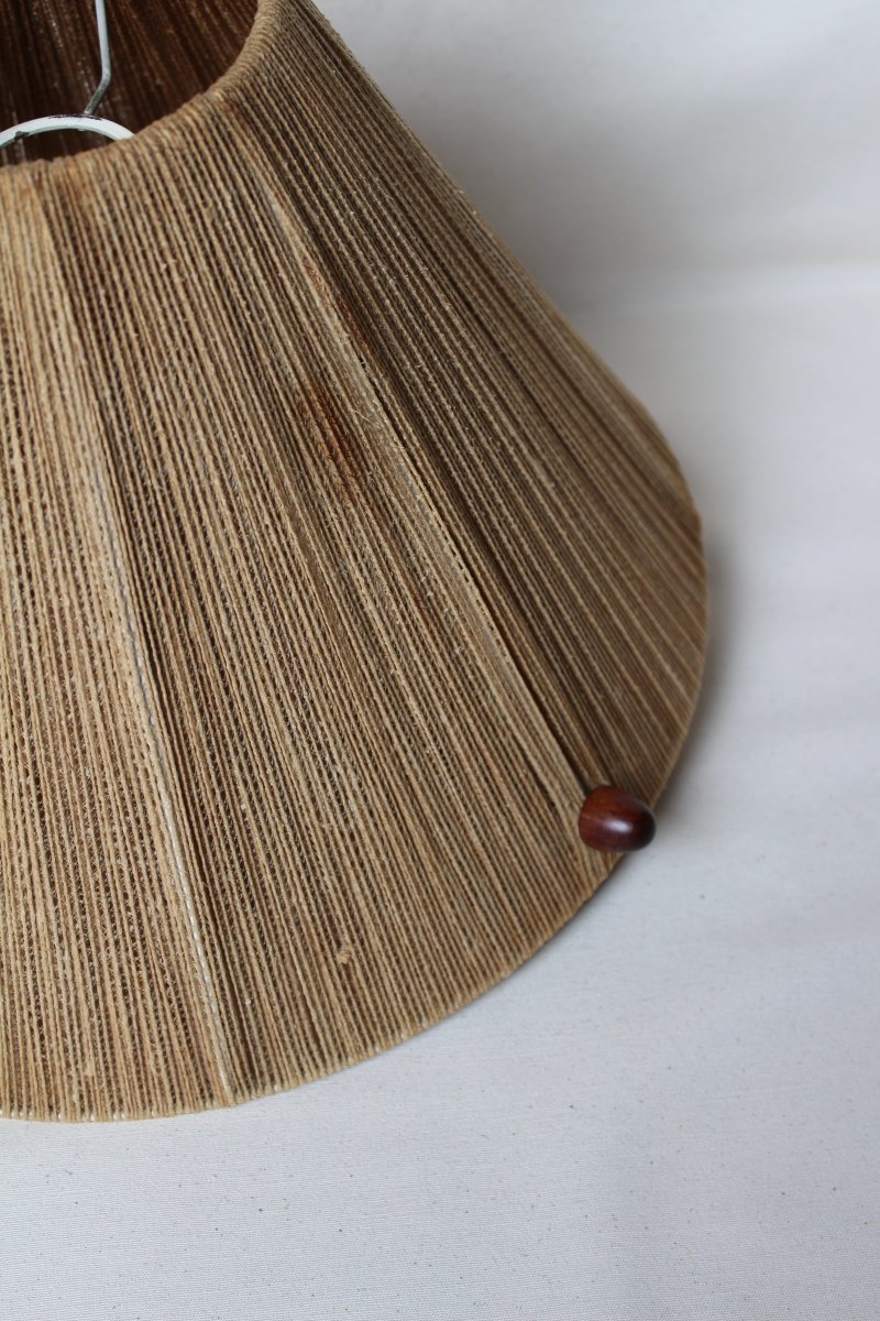 Suspension Scandinave Temde en raphia et teck - Circa 1960 - Maison Collectible -