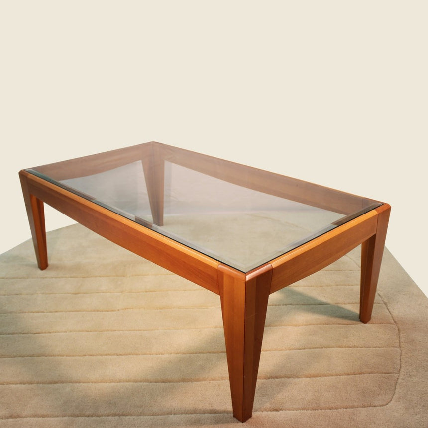 Table basse scandinave en bois et plateau en verre - Circa 1960 - Maison Collectible - Table basse