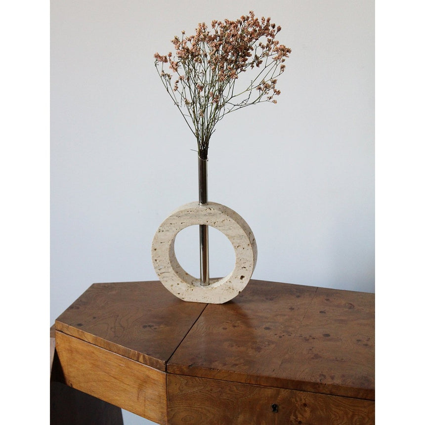 Vase soliflore en travertin vintage - Circa 1970 - Maison Collectible - Vase