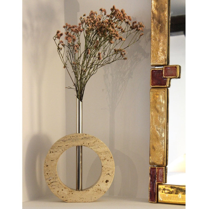 Vase soliflore en travertin vintage - Circa 1970 - Maison Collectible - Vase