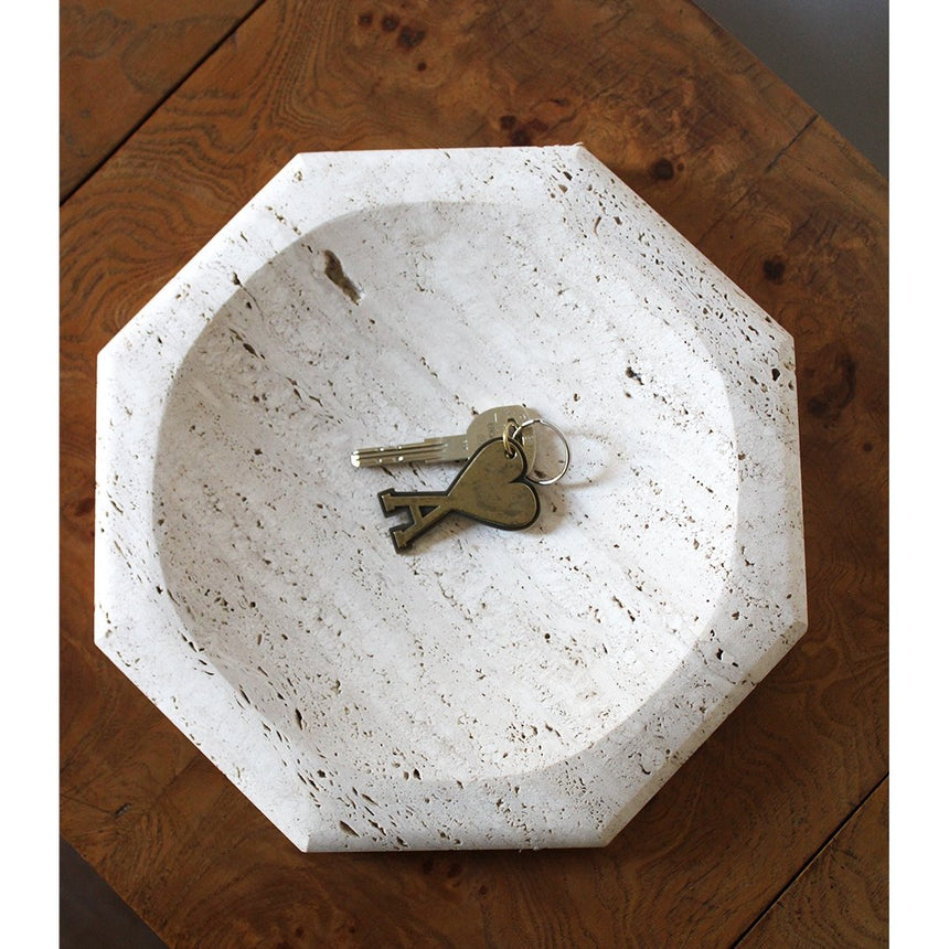 Vide-poche octogonale en travertin - Maison Collectible - Objets de décoration