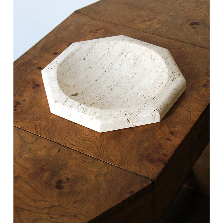 Vide-poche octogonale en travertin - Maison Collectible - Objets de décoration